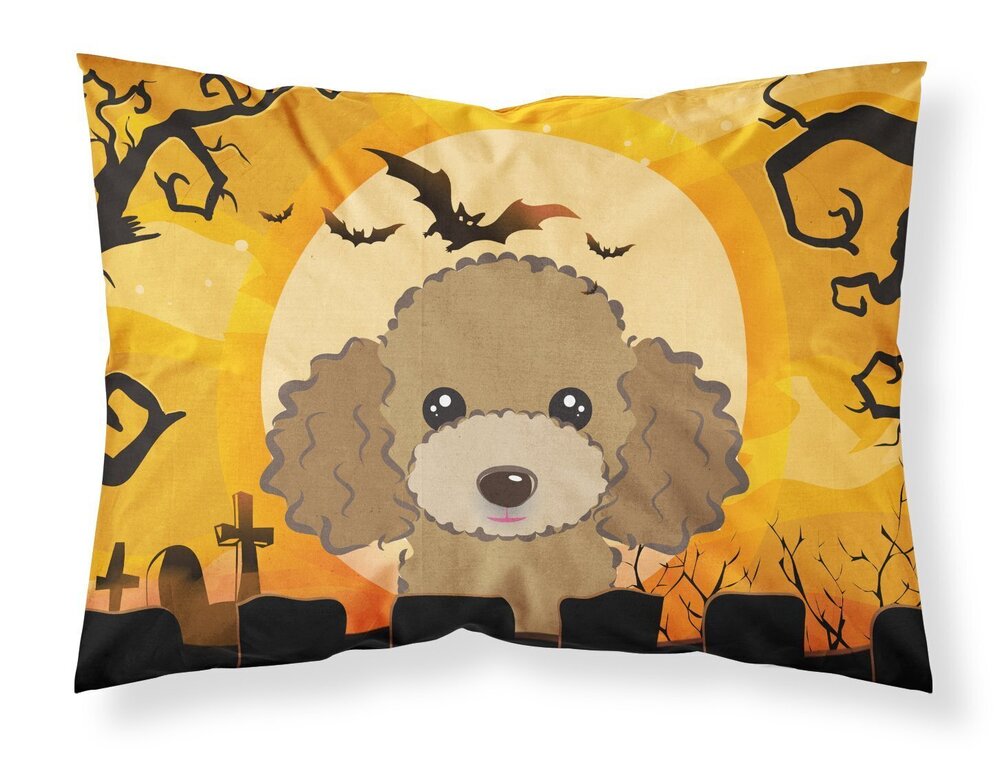 9736 BB1814PILLOWCASE Halloween Chocolate Brown Poodle Fabric Standard